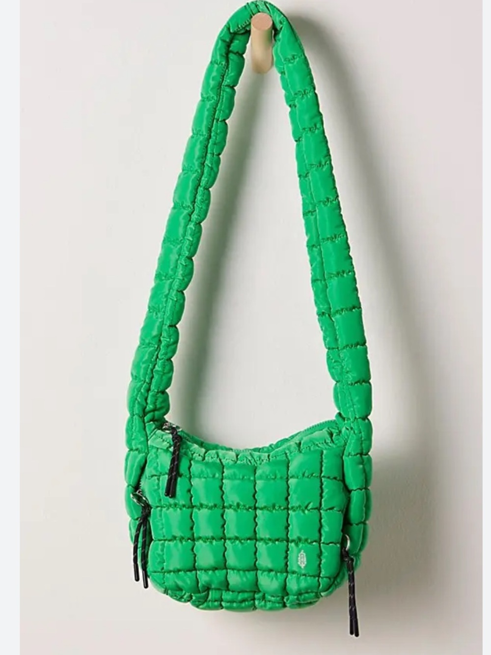 Free People Green Quilted Puffer Sling Shoulder Crossbody Bag NWT